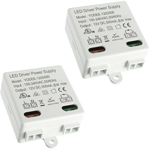 EPLZON 12V/DC 6W Mini Transformador Pequeño y Plano sin Carga Mínima Para Varias Luces LED De Bajo Voltaje De 12V (2 piezas)