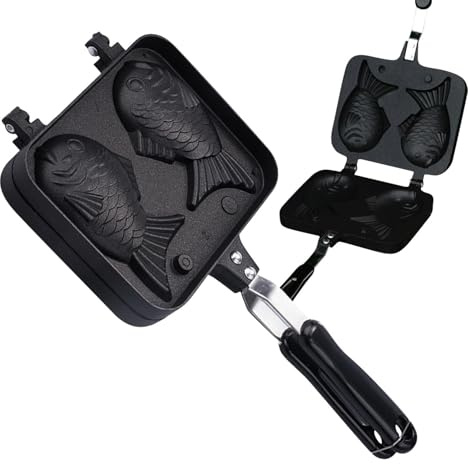 Taiyaki - Stampo per waffle a forma di pesce | Macchina per waffle giapponese a forma di pesce con rivestimento antiaderente per crema di formaggio, burro di arachidi e crema alla vaniglia