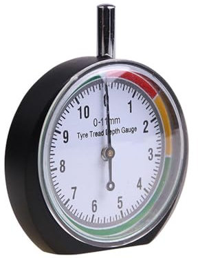 Reifen Profilmesser Mit Samtbeutel, Farbcodierter Profiltiefenmesser für Reifen in MM Zifferblatt,Reifenprofiltiefenmesser Reifen Profiltiefe Messen,Profi für Motorrad, Auto, LKW, (COLOR:Schwarz)