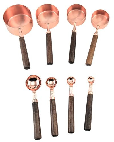 Pasdrucn Juego de 8 vasos medidores y cucharas medidoras de acero inoxidable, juego de vasos medidores, cucharas medidoras de gramos, tazas medidoras y cucharas de medición, 4 tazas de medición y 4