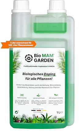 Bio MAM® Garden, flacone dosatore (1 L) – Doping biologico per tutte le piante. – Promuove la vita del suolo, la germinazione, la formazione di radici, la formazione di fiori, la maturazione e la
