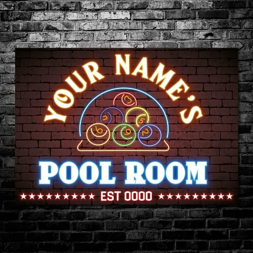 Personalised Pool Room Neon Effect Sign Man Cave Wall Art Decor Metal Plaque