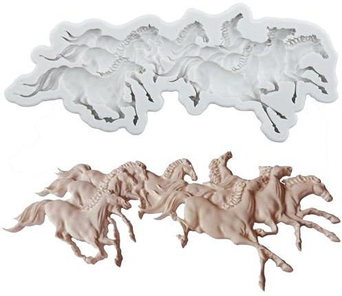 Sijiangmold Animals Run Horse Fondantformen Pferde-Silikonform | Kuchendekoration Schokolade Cupcake-Topper Süßigkeiten Polymer-Ton Gummipaste