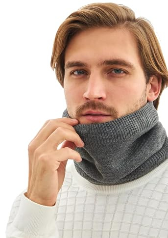 Onvavient tubhalsduk halsvärmare, halsduk halsduk herr vinter, tjock fleece halsvärmare mask ski, fodrad mjuk halsslang vindtät loop halsduk för män kvinnor, GRÅ, One size