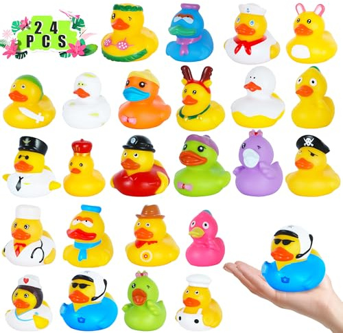 24 Stück Gummiente Badespielzeug, Quietscheente, Badeente, Mini Gummiente Enten, Schwimmbad Spielzeug füR Kinder, Dusche, Babypartys, Geburtstagspartys