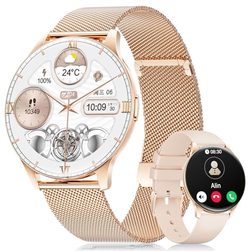 LIGE Smartwatch Damen mit Telefonfunktion 1.43 AMOLED Touch Screen Smart Watch, Fitness Tracker mit 100+ Sportmodi, Kalorien Fitnessuhr, IP68 iOS Android Sportuhr, Geschenke für Frauen