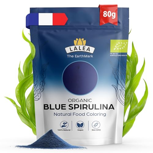 LALEA Blue Spirulina Powder 80g – Organic Blue Spirulina (Phycocyanin) – Natural Blue Food Colouring (E18) – Bio Vegan Blue Powder for Smoothies, Drinks, Baking & Desserts