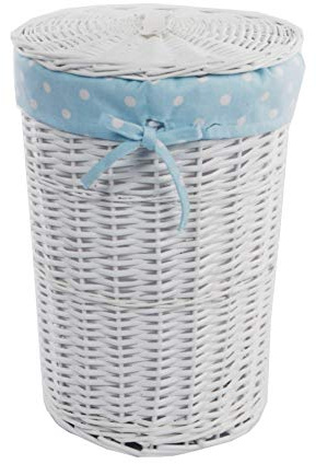 DVier Panier à linge en osier blanc bleu D.32 H.48cm 23WRd-a
