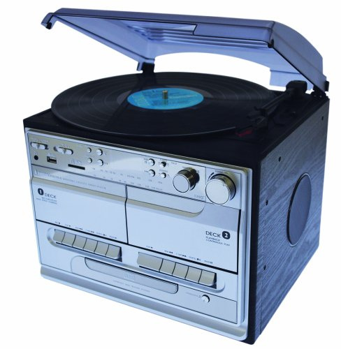 SMC386-C Compact MP3 Encoding 5in1 Music Centre | Silver | Record your LPs, Cassettes or CDs into MP3 (no PC needed!)