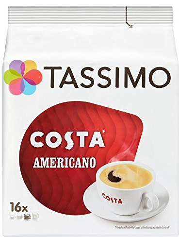 Tassimo Costa Americano Coffee Pods Pack of 5 x 16 Pack - Total of 80 Coffee Capsules