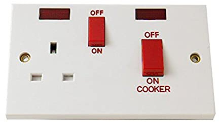 Merriway BH03542-45 un polo doble de 2 elementos con interruptor de toma de cocina - neón