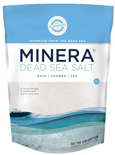 Minera Dead Sea Salt, 100% Pure & Natural, 10 lbs. Fine Grain (0-1.7 mm) Bulk Bag, Easily Dissolving Dead Sea Salts for Soaking & Bathing, Skin Nourishing Fine Sea Salt, Unscented