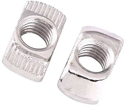 50pcs T-Nut Hammer Kopf Mutter M5 verzinkt Silber Kohlenstoff Stahl Fastener Aluminiumprofil Extrusionsschlitz Europäische Norm(EU30-M5*15.5 * 8)