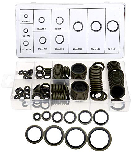ENET 150pcs M6-M24 Assortiment de Rondelles d'huile pour Joint d'étanchéité Rondelle d'huile en Cuivre Lié