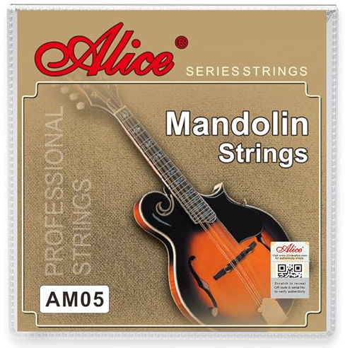 Alice 2 Pack Mandolin Strings 4 String Set Medium (11-40) Plated Steel and Silver-Plated Copper Alloy with Anti-Rust Coating, (AM05)