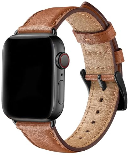 SUNFWR Leather Straps for Apple Watch Straps 44mm 45mm 49mm 46mm 42mm(Series 1 2 3),Men Women Replacement Genuine Leather Strap for iWatch Series Ultra 11 10 9 8 7 6 5 4 3 2 1/SE,Brown/Black | 44mm 42mm(Series 1/2/3),Men Women Replacement Genuine Leather Strap for iWatch Series Ultra 11 10 9 8 7 6 5 4/SE,Brown/Black
