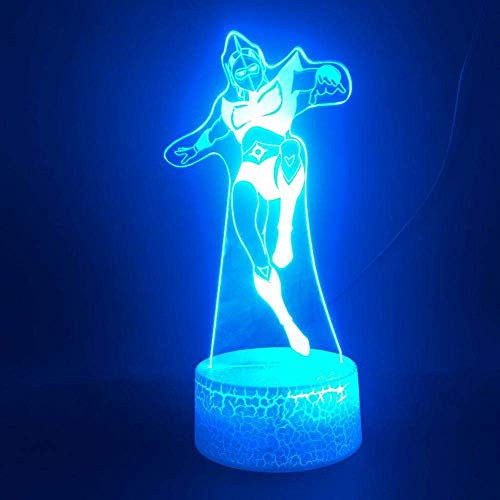 KJsdaADSA 3D Illusion Lampe Led Veilleuse Ufo Goldorak Smart Control Cadeau Chambre Décoratif Tactile Capteur Lumineux Base 7 Couleur Avec Télécommande