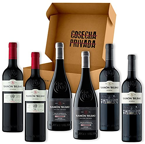 Pack 2 Trios Ramón Bilbao - Estuche Regalo Vino - Envío Gratis 24h - 6 Botellas de Vino Tinto -Enviado por Cosecha Privada - 6 Bot RB Trio