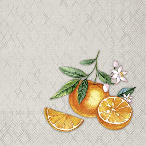 Boston International IHR Papierservietten, 3-lagig, Cocktailgröße, 20 Stück, Orange Grau