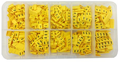 OznaczTo Kabelbeschriftung Clip - Kabelmarkierer - Verpackt in einer Kunststoffbox mit 10 Kammern (1000 Stück - Kabelmarkierer 0-9 - Größe 1,5 mm²)