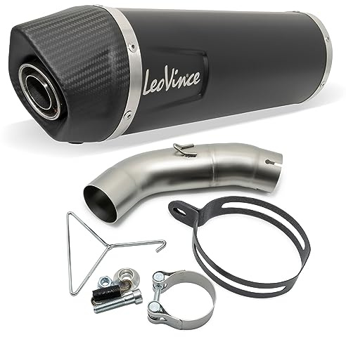 Endschalldämpfer/Auspuffanlage LeoVince SLIP-ON SBK LV ONE EVO Black Edition, Edelstahl schwarz, Carbon Kappe, mit Zulassung für KTM 390 Adventure