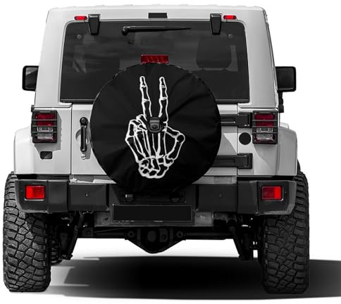 Foruidea Skeleton Peace Spare Tire Cover with Backup Camera Hole Wheel Tire Cover Fit Trailer, RV, SUV and Many Vehicle 17inch