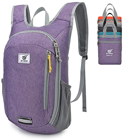 SKYSPER Small Daypack 10L Hiking Backpack Packable Lightweight Travel Compact Foldable Rucksack for Women Men(Purple)