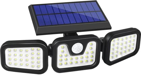 LONENESSL Solarstrahler mit Bewegungsmelder und 74 LEDs - IP65 wasserdicht und mit 270° Weitwinkelbeleuchtung für den Außenbereich