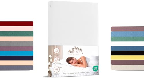 Livessa Spannbettlaken 100x200cm aus Baumwolle Single-Jersey Stoff 140 g/m², Spannbetttuch/Bettlaken, Oeko-TEX Zertifiziert (M24M05FF9), Ultra weich
