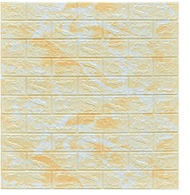 WWHATE 5 Pcs Panneaux Muraux 3D Peel and Stick Brique Papier Peint Amovible Papier Peint 3D Carrelage Brique Autocollant Mural Auto-Adhésif Étanche PE Mousse Panneau (5mm, marbre jaune)