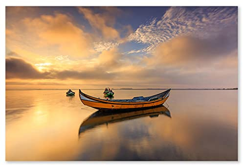 Apcgsm Leinwand Kunstdruck Natur. Wandbilder Segeln Sonnenuntergang. Leinwandbilder Natur Landschaft Groß. Bilder auf Leinwand Landschafts. WandBild für Wohnzimmer Modern. 80x120cm(31.5x47.2) Gerahmt