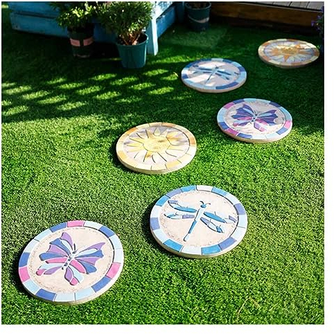 Gartenschrittsteine Set, Farbiger Mosaik -Garten -Sprungbrett Anti -Slip -Villa -Pflastersteine Innenhof -Rasendekoration (Farbe : 6PCS, Größe : 35x2.5cm)
