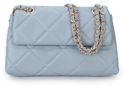 Gladdon Bolso bandolera con múltiples bolsillos para mujer, con patrón de diamante, de piel suave, acolchada, con correa de cadena deslizante, Blue, Bolsas