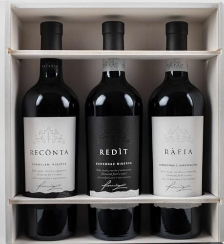 Slow Sardinia - Confezione Vini Prestige, Vermentino di Sardegna DOC, Cannonau di Sardegna DOC, Cagnulari Alghero DOC, Confezione in Legno Elegante, Cantina Santa Maria La Palma Alghero