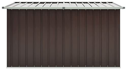 homiuse Gartenbox Braun 171 x 99 x 93 cm Auflagenbox Aufbewahrungsbox Gartentruhe Garten Wasserdicht Gartenbox Klein Kissenbox Outdoor Wasserdicht Verzinkter Stahl Klappdeckel
