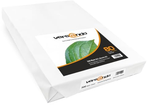 versando 2.500 Blatt Papier DIN A3 HighWhite 80 Druckerpapier | Universalpapier Kopierpapier hochweiß (297 x 420 mm) 1 Karton