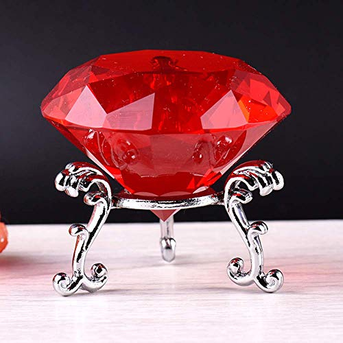 60mmRot Kristall Diamant Briefbeschwerer Glas mit Ständer Hochzeit Geschenk | Kristall Diamant Dekoration Diamantene Hochzeit Geschenk Glasdiamant für Halloween Weihnachten Erntedankfest Tafelaufsätze