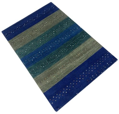 Gabbeh Teppich 100% Wolle Blau Handgeknüpft Orientteppich 170X240 cm WR39