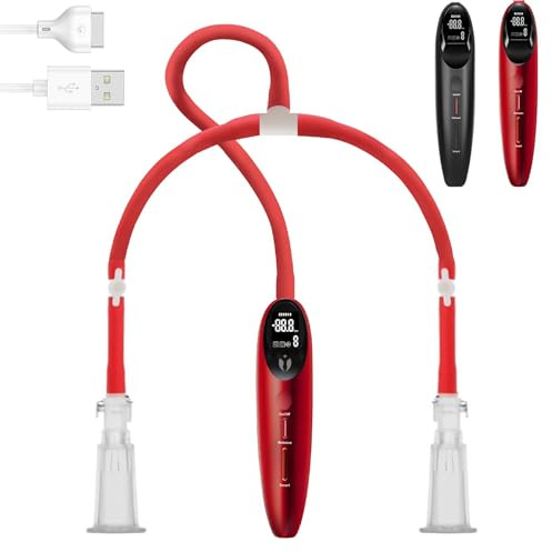 ScreaAss 2 in 1 Elektrisch Nippelsauger Intelligent Automatische Nippel Vakuum Pump Brustwarzensauger Mit XS/S/M/L Nippel Sucker Brustwarzen Vergrößerung Saugen SM Sex Spielzeug Für Frauen,Rot,S
