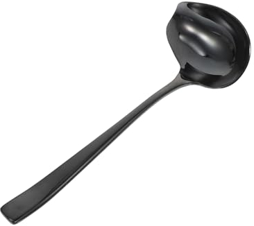 MUCKLILY Stainless Steel Duckbill Soup Spoon Long Handle, Black 304 Stainless Steel Sauce Serving Spoon for Kitchen and Dining