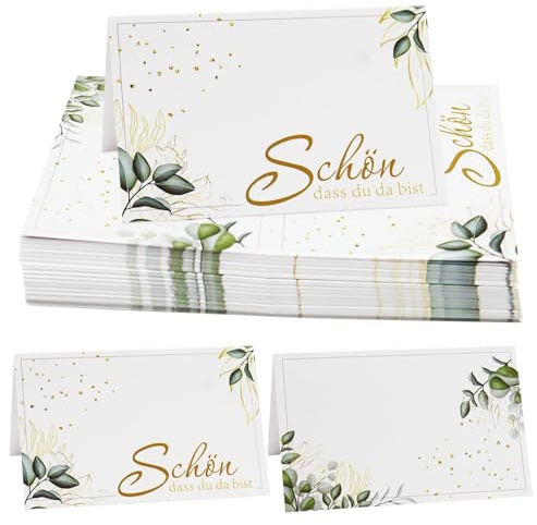 Tischkarten Hochzeit, 50 Stück Tischkarten Eukalyptus, Tischkarten Geburtstag, Namenskarten Namensschilder Hochzeit, Platzkarten Blanko Tischdeko, Tischkarten für Taufe Kommunion Bankett Geburtstag