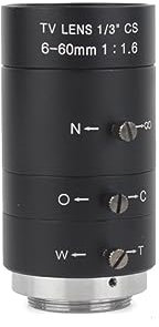 Professionelles Mikroskopobjektiv, F1,6 6-60mm HD CCTV Zoom Objektiv Große Ansicht Hohe Arbeits Abstand CS C Mount Objektiv for Industrielle CCD Video Mikroskop Kamera Einfach zu bedienen und einzuric