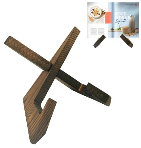 KRYMSON 1 supporto per libri di cucina color antracite, supporto per libri di cucina in legno, portatile, stabile e multifunzionale