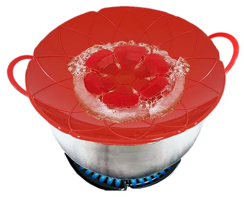 SPARES2GO Pan Lid Spill Stopper Silicone Saucepan Pot Steamer Cover Anti Boiling Overflow Guard