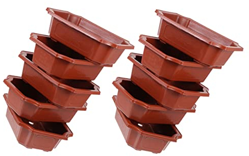 KONTONTY Rote Bonsai Blumentöpfe Kunststoff 10 Stück Vintage Stil Pflanztöpfe Für Sukkulenten Kakteen Und Kleine Pflanzen Garten Balkon Innenbereich