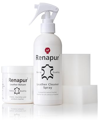 Renapur Spray Clean & Condition Kit - (200ml) Leather Balm, (250ml) Leather Cleaner Spray & 4 Applicators