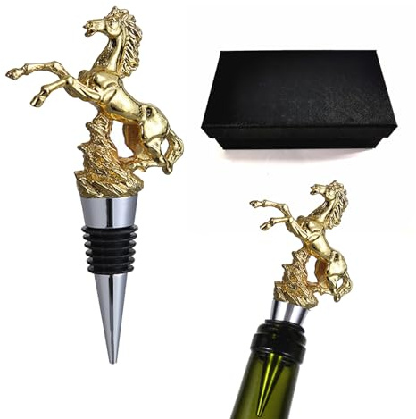 ROMOLY Weinflaschenverschluss，Glitzernder Weinflaschenverschluss in Flaschenverschluss in Pegasusform, Gold für Champagner, Cava, Prosecco - Lustige Geschenkidee!
