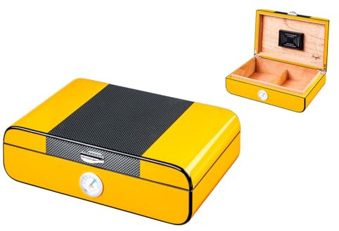 Angelo Humidor im Carbon-Design, gelb für ca. 25 Zigarren