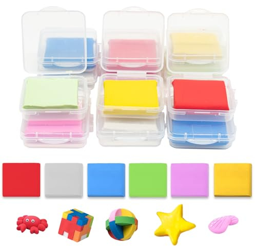 JDBlissful Knetradiergummi 12 Stück Weich Radiergummi Knete mit Klarsichtbox, Skizzieren Kunst Knetgummi Radiergummiknete für Künstler Kinder Zeichnung und Schreiben Markierungen Schulbedarf