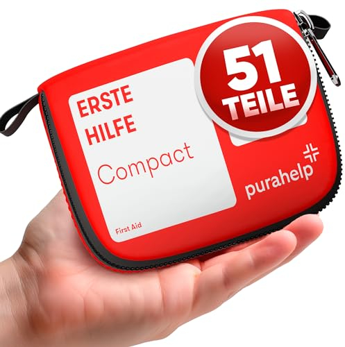 Mini Erste Hilfe Set - Kompakt & Leicht - 52 Teile für Reisen, Outdoor, Camping, Fahrrad - Reiseapotheke Erste Hilfe Set